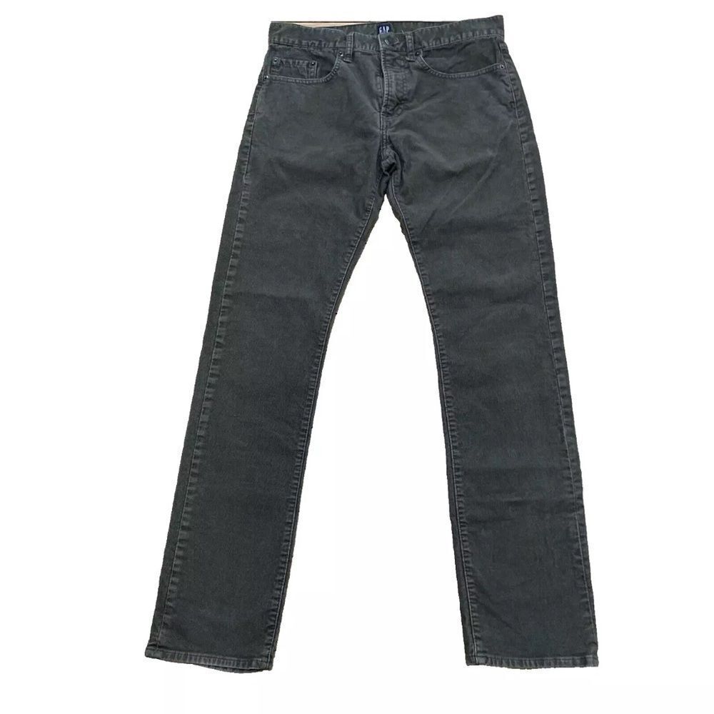 GAP Denim 1969 Corduroy Pants Men 28x30 Slim Green Brown Nature Preppy Cords